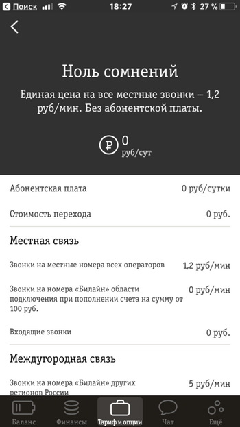 Описание тарифа