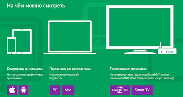 Устройства для просмотра МегаФон ТВ